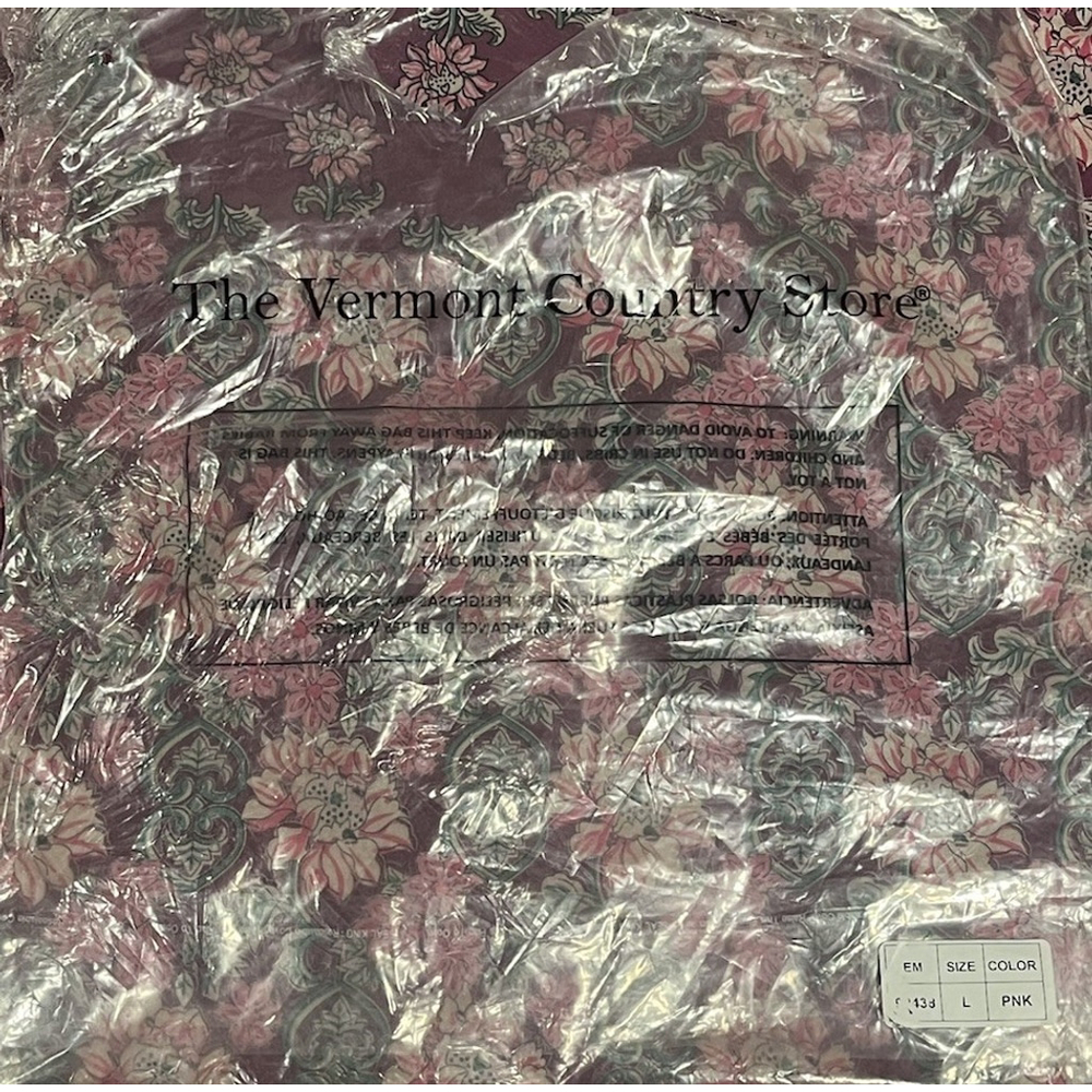 Vermont Country Store Maroon Floral Peasant Blouse Large - Picture 8 of 9